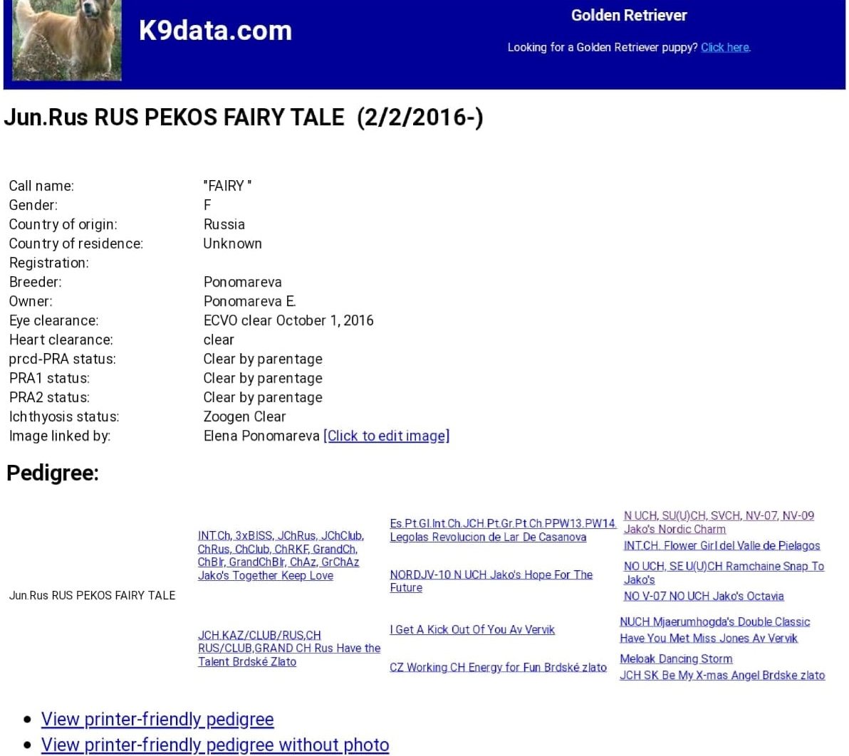 Fairy’s K9 Data